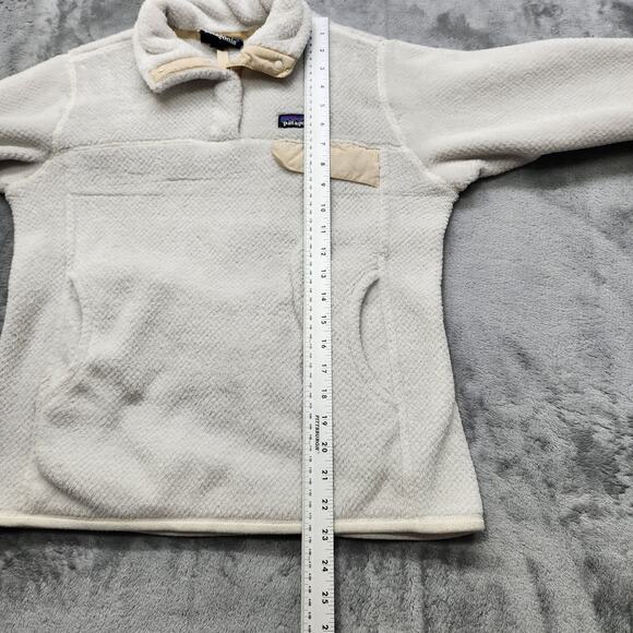Patagonia Jacket Womens M Cream Raw Linen‎ Re-Tool Snap-T Fleece Pullover Hiking - Picture 10 of 11